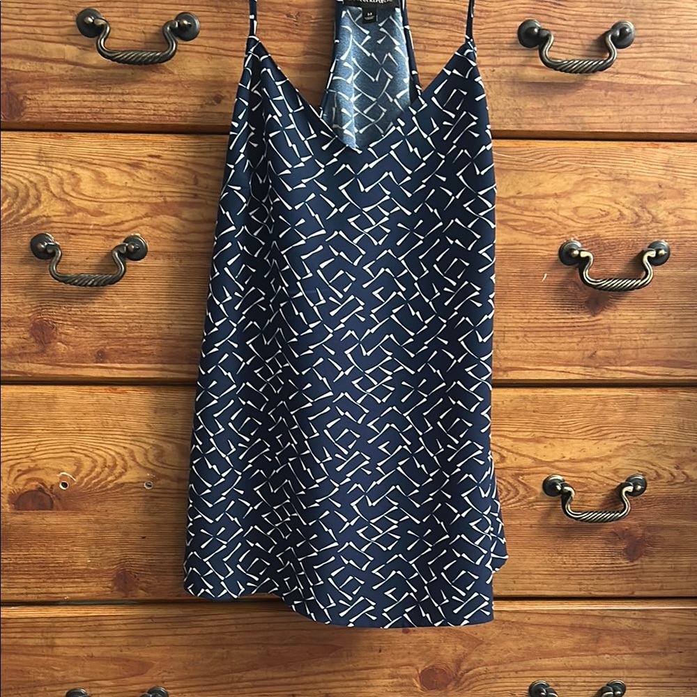Banana Republic Navy and White Patterned Tank Top women’s M